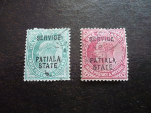 Stamps-Indian Convention State Patiala-Scott#O27-O28- Used Part Set of 2 Stamps