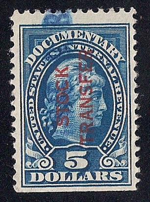 RD16 5 Dollars 1917-33 Series Stock Transfer Stamp used F