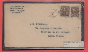 1916 Admiral cover to France 2 x 2+1c War Tax Canada