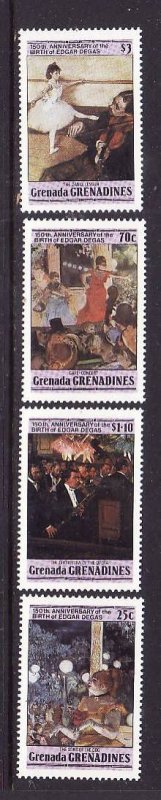 Grenada Grenadines-Sc#611-14-unused NH set-Paintings-Edgar Degas-1984-