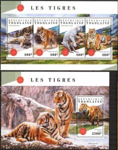 Togo 2018 Wild Cats Tigers sheet + S/S MNH