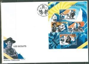 TOGO 2014 THE SCOUTS SHEET  FIRST DAY COVER