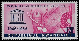 Rwanda #186 Unused LH; 20c UNESCO & African Artifacts (1966) (2)