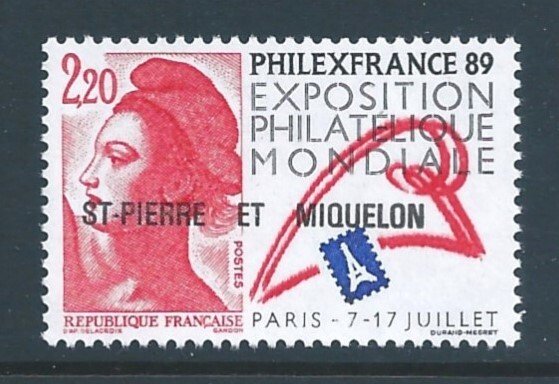 St. Pierre & Miquelon #510 NH France Phil. Expo. Stamp Ov...