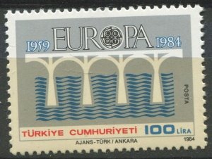 Turkey Sc#2276 MNH, 100L gray & multi, Europa (C.E.P.T.) 1984 - Bridge-25th A...