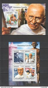 2016 Mozambique Great Humanists Mahatma Gandhi 1Kb+1Bl ** St2194