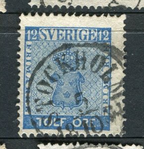 SWEDEN; 1858 early classic ' Ore ' issue used Shade of 12ore. + POSTMARK