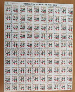 1960 US CHRISTMAS SEALS -STAMPS FULL SHEET of 100 Stamps (Christmas Carolers)MNG