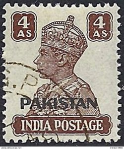 PAKISTAN 1947 KGVI 4a Brown SG9 FU