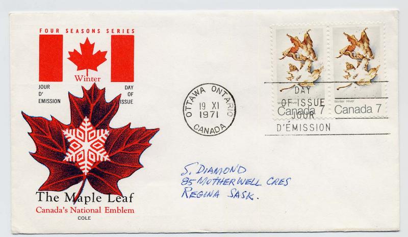 Canada First day cover #538, The Maple in Winter