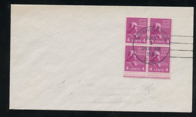 US 808 Presidential Series, James Madison Blk  ADDR No cachet FDC
