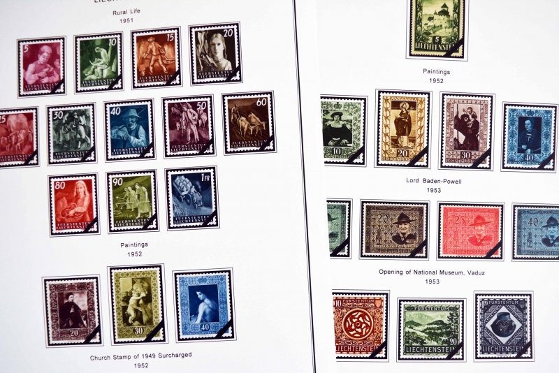 COLOR PRINTED LIECHTENSTEIN 1912-2010 STAMP ALBUM PAGES (166 illustrated pages)