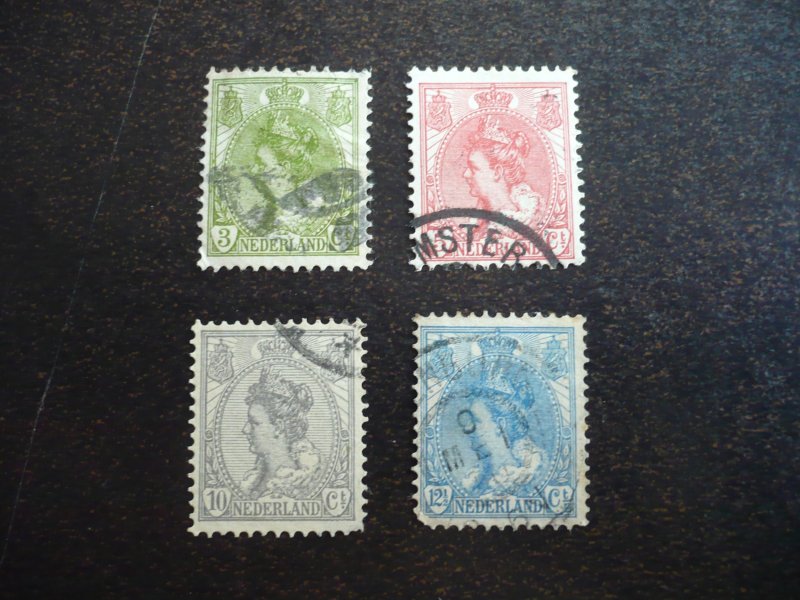 Stamps - Netherlands - Scott# 62,65,67,68 - Used Part Set of 4 Stamps