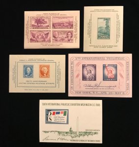 778, 797, 948, 1075, 1311 MNH Set of 5 US Souvenir Sheets