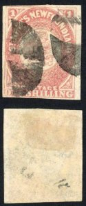 Newfoundland SG23 1/- Rose-Lake Fine used Cat 300 pounds