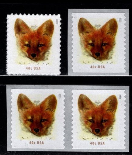 #5742 - 5743 2023 40c Red Fox Sheet & Coil Single. Pair set/3 - MNH