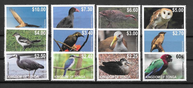 TONGA MNH SET SC#1158-1169 KINGDOM OF BIRDS SCV$60.00
