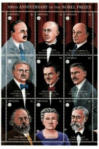 Grenada 1995 - Nobel Prize - Sheet Of 9 stamps - Scott #2490 - MNH