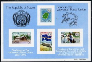 NAURU - 1974 - UPU Centenary - Imperf Miniature Sheet - Mint Never Hinged