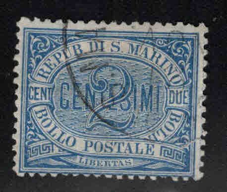 San Marino Scott 2 Used Blue 1894 stamp CV $19