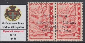 ITALY CEFALONIA OCC. AGROSTOLI Ov. cv 1560$  MNH** signed RAYBAUDI Sassone n.18