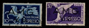 Italy,  Scott 1LNE1-2 AMG VG  Used Express mail set