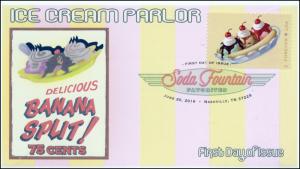 2016, Soda Fountain Favorites, FDC, Digital Color Postmark, Banana Split 16-185