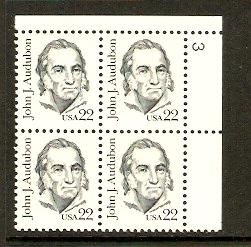 #1863b John J Audubon Plate Block NH