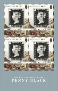 Montserrat - 2015 175th Anniversary of the Penny Black - Sheet of 4 Stamps - MNH