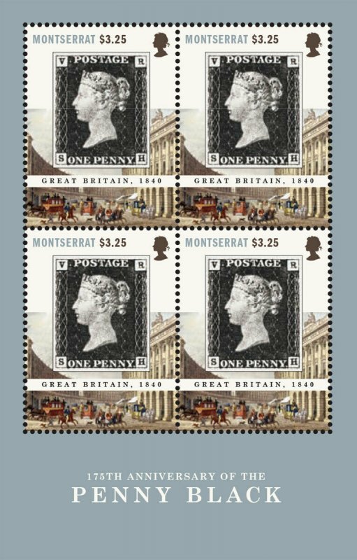 Montserrat - 2015 175th Anniversary of the Penny Black - Sheet of 4 Stamps - MNH