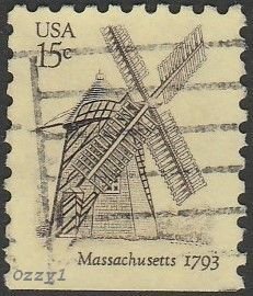 USA #1740 1980 15c Windmill Massachusetts 1793 USED-Fine-NH.