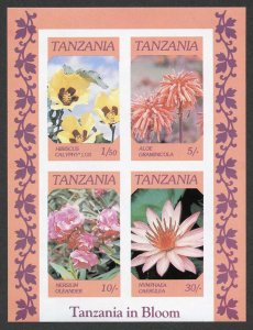 Tanzania SGMS478 1986 Flowers of Tanzania M/Sheet IMPERF U/M