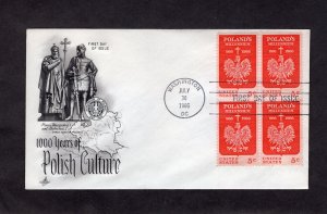 1313 Poland, blk/4 FDC ArtCraft