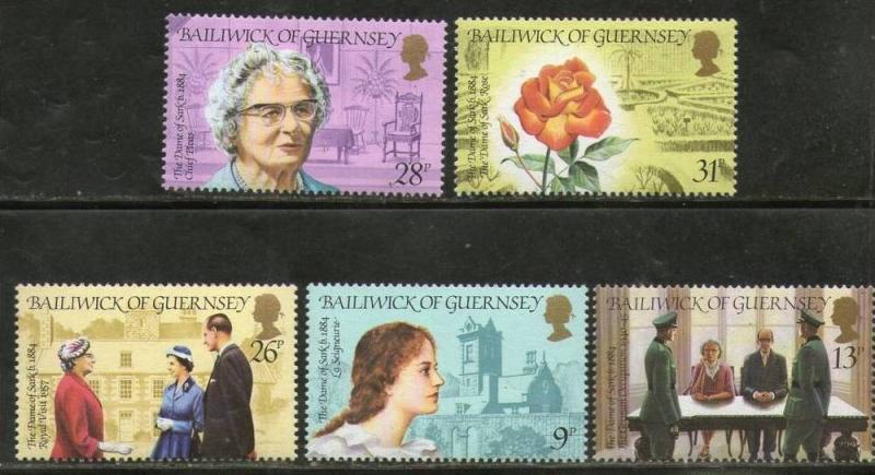 Guernsey 1984 Biogrphical Scenes Dame of Sark Rose Royal Visit Sc 274-78 MNH ...