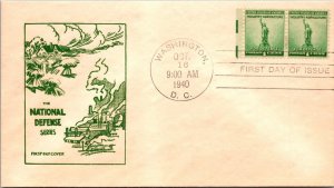 FDC 1940 SC #900 Nat'l Defense Series (Green) - Washington DC - Pair - F60426