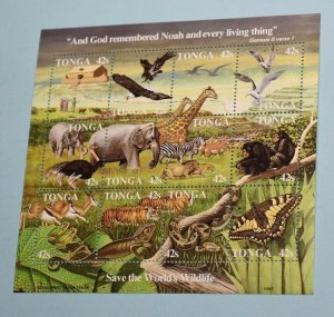 TONGA 650 MNH - WILDLIFE CONSERVATION ELEPHANT BIRDS BUTTERFLY LION TIGER - L972