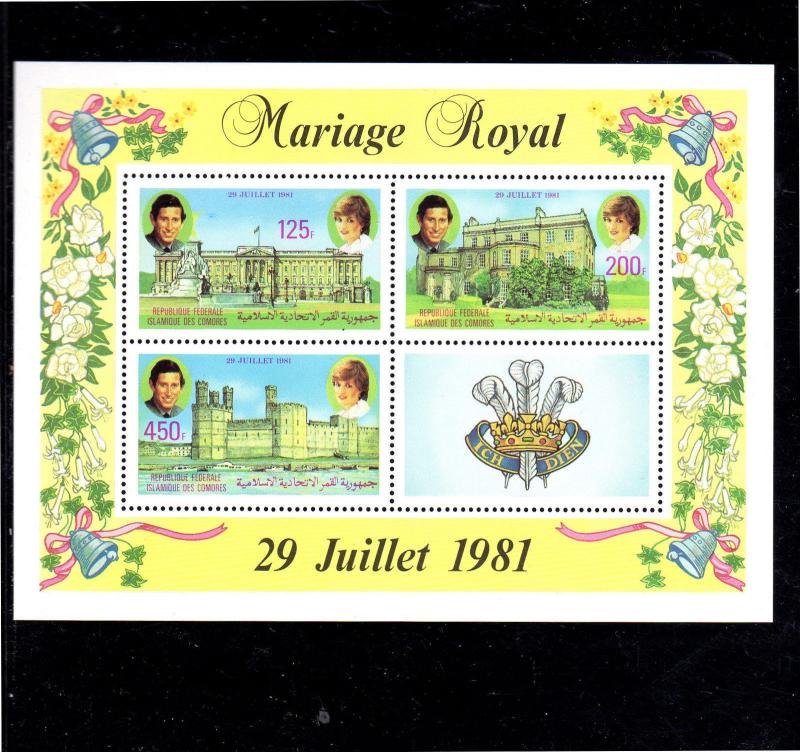 COMORO ISLANDS #524a  1981  ROYAL  WEDDING  MINT  VF NH  O.G  S/S