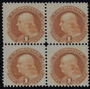 Scott #112 - $2,950.00 – Fine-OG-LH – Block of 4 – SLENDID SHOWPIECE