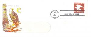 U594 'C' Domestic Mail embossed #10 windows, Stamped Envelope Colonial FDC