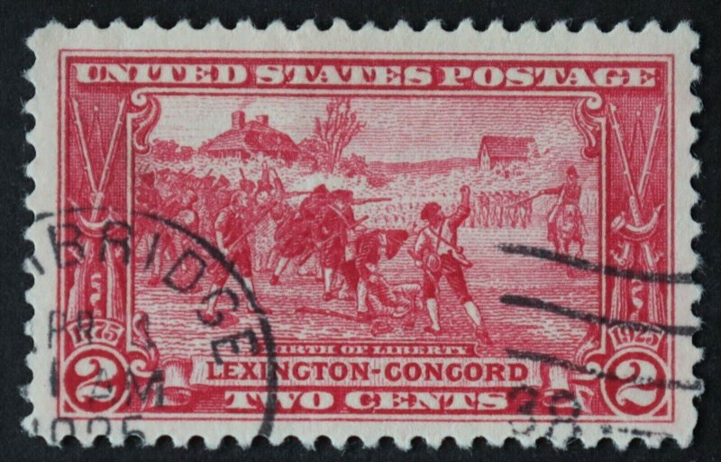 U.S. Used #618 2c Lexington-Concord. Lovely First Day Cancel. Choice!