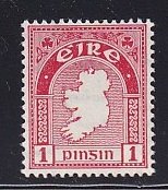 Ireland   #107  MH  1940    map of Ireland   1p