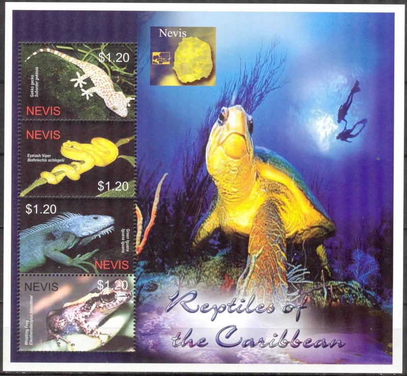 Nevis 2005 Reptiles Lizards Snakes Sheet MNH