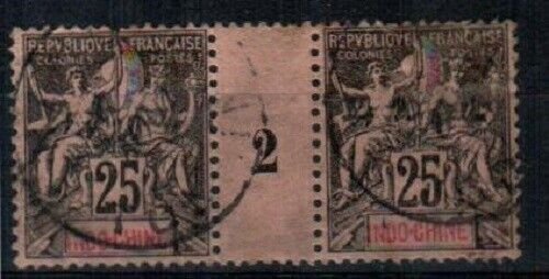 Indochina Scott 13 Millesime Pair #2 Used