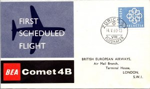 Switzerland FFC 1960 - BEA Comet 4B - Zurich To London - J7424