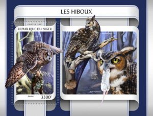 Niger - 2017 Owls on Stamps - Stamp Souvenir Sheet - NIG17209b