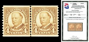 Scott 687 1930 4c Taft Coil Mint Line Pair Graded XF-Sup 95 NH with PSE CERT