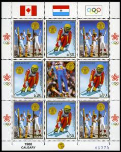 Paraguay C744-c748, mi 4262-4266, Mnh. Olympics, Calgary, Oro Medalists,1988