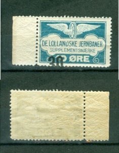 Denmark. Railway Stamp. Mnh. De Lollandske Jernbaner  10/30 Ore Overprint 