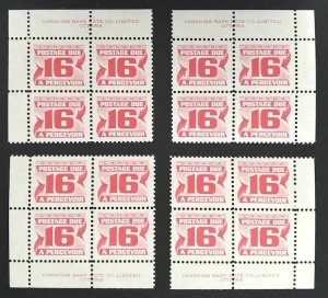 Canada J37i|J37ii Plate Blocks Matched Set VF MNH