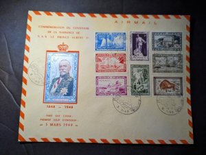 1949 Monaco Airmail Souvenir First Day Cover FDC Centenary Birth Prince Albert